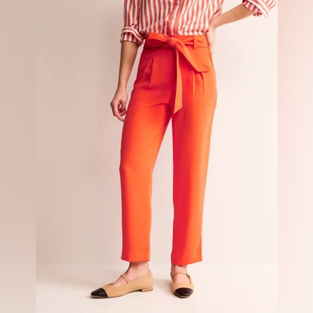 Boden Tie Waist Cropped Tapered Trousers
